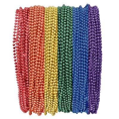 THE MARDI GRAS KREWE - Beads Necklaces Mardi Gras 72 Pack, 6 Dozen 33" 7mm - Party Favors, Parades, Bulk Decorations, Costumes, Festivals, Events - Rainbow