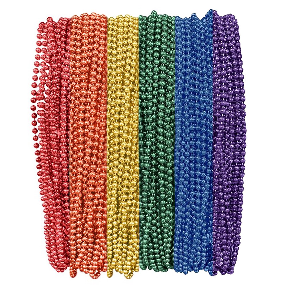 THE MARDI GRAS KREWE - Beads Necklaces Mardi Gras 72 Pack, 6 Dozen 33" 7mm - Party Favors, Parades, Bulk Decorations, Costumes, Festivals, Events - Rainbow