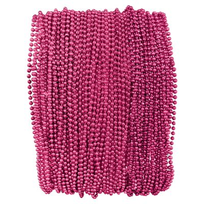THE MARDI GRAS KREWE - Beads Necklaces Mardi Gras 72 Pack, 6 Dozen 33" 7mm - Party Favors, Parades, Bulk Decorations, Costumes, Festivals, Events - Hot Pink