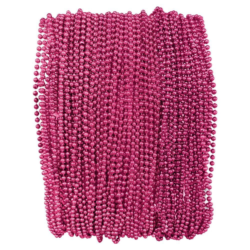 THE MARDI GRAS KREWE - Beads Necklaces Mardi Gras 72 Pack, 6 Dozen 33" 7mm - Party Favors, Parades, Bulk Decorations, Costumes, Festivals, Events - Hot Pink
