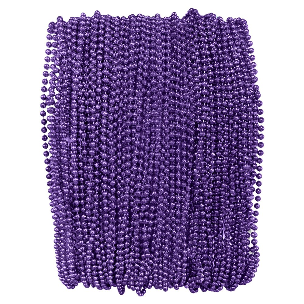 THE MARDI GRAS KREWE - Beads Necklaces Mardi Gras 72 Pack, 6 Dozen 33" 7mm - Party Favors, Parades, Bulk Decorations, Costumes, Festivals, Events - Purple