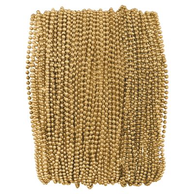 THE MARDI GRAS KREWE - Beads Necklaces Mardi Gras 72 Pack, 6 Dozen 33" 7mm - Party Favors, Parades, Bulk Decorations, Costumes, Festivals, Events - Gold