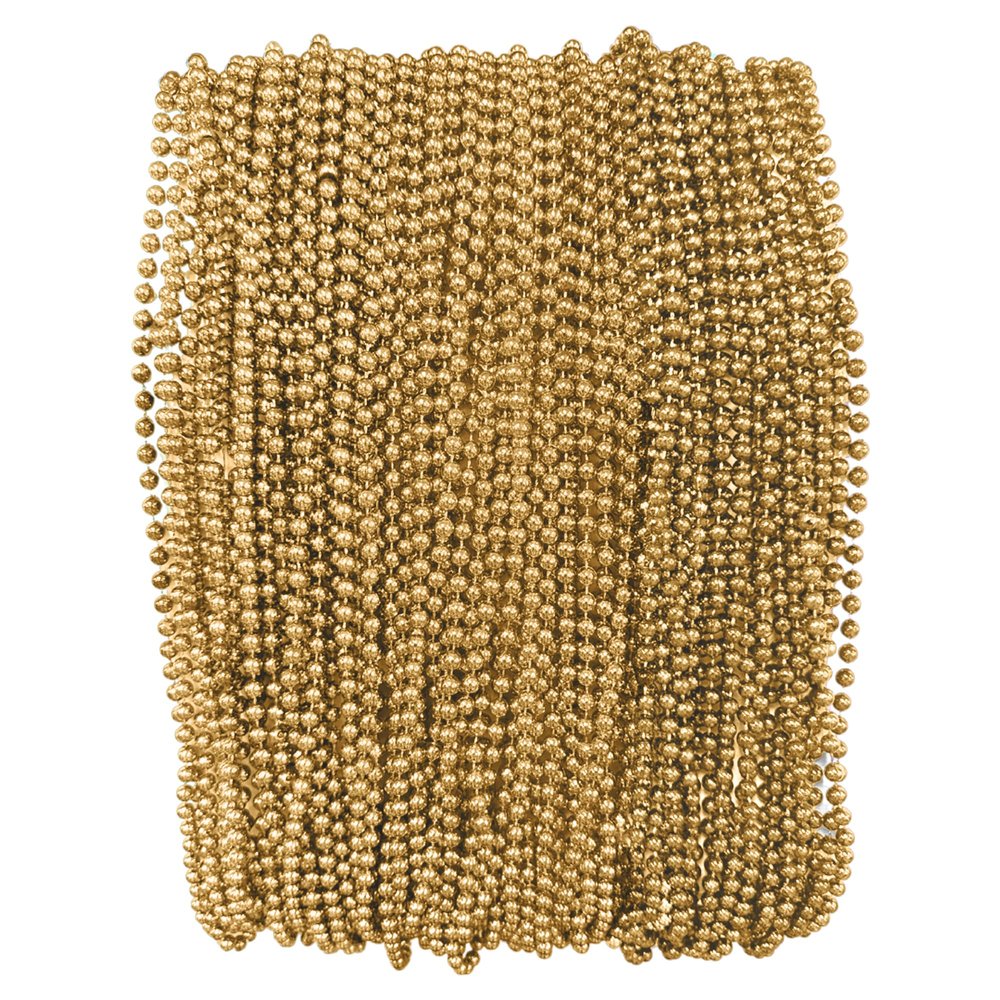 THE MARDI GRAS KREWE - Beads Necklaces Mardi Gras 72 Pack, 6 Dozen 33" 7mm - Party Favors, Parades, Bulk Decorations, Costumes, Festivals, Events - Gold