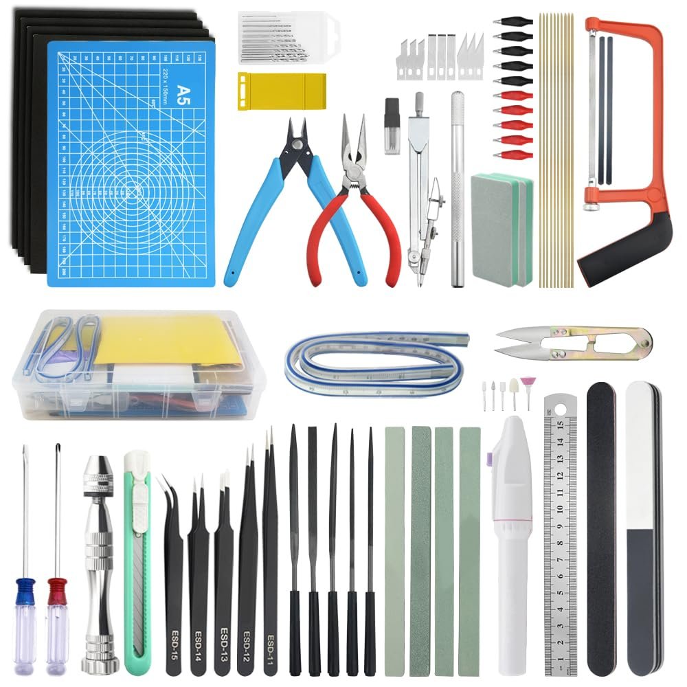 WMYCONGCONG 80 PCS Model Tools Kit Modeler Basic Tools Hobby Building Tools Kit for Gundam Buildings Cars Airplanes Model Assemble Building Repairing and Fixing