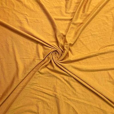 FabricLA Cotton Spandex Jersey Knit Fabric by The Yard 12OZ - 58/60" Inches (150 CM) Wide - Ultra Soft Cotton Spandex Blend - Use Our 4 Way Stretch Knit Fabric for Clothing - Mustard, 1 Yard