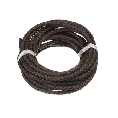 1 Meter Round Genuine Leather Cord Bolo Braided Leather Cord for Making Bracelets DIY Jewelry Making Dia 6mm (Deep Coffee)