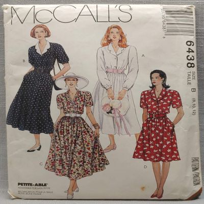 1993 McCall's Misses' Dress in Two Lengths 6438 Sewing Pattern Size 8,10,12