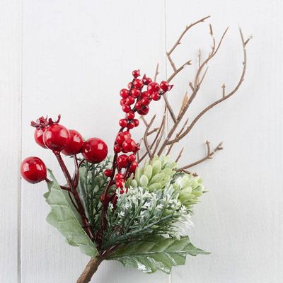 Factory Direct Craft Set of 6 Artificial Berry Picks - Decorative Berry Picks for Christmas Tree Decoration, Holiday Dcor, Silk Flower Arrangements and Home DIY