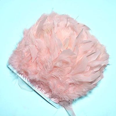 Mathenia Crafts, 2Meter/Lot Fluffy Leather Powder Turkey Feathers Trim Fringe 10-15cm DIY Colored Feather Ribbon Carnival Clothing Dress Plumes - (Color: Bloodtooth)
