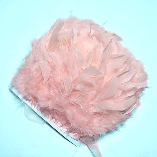 Mathenia Crafts, 2Meter/Lot Fluffy Leather Powder Turkey Feathers Trim Fringe 10-15cm DIY Colored Feather Ribbon Carnival Clothing Dress Plumes - (Color: Bloodtooth)