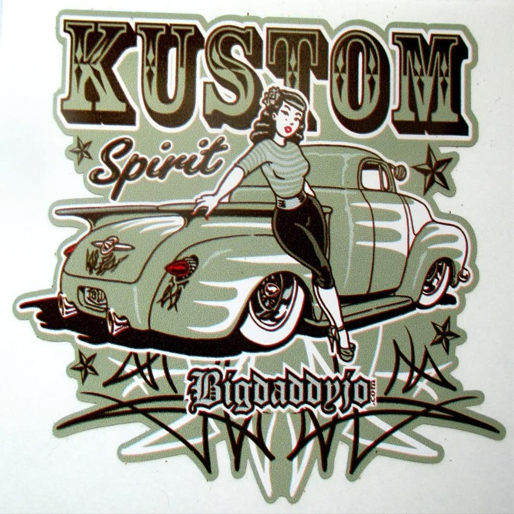 hotrodspirit - Sticker Kustom Spirit Pick-up a Scallop and pin up Brown pinstriping 8x9.5cm bigdaddyjo Sticker