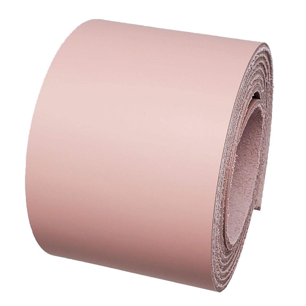 3 Inch Leather Strips 60 Inch Long - 6-7 oz (2.4-2.8 mm) Latigo Leather Strips Great for Belts, Collars,Leather Craft - Made in USA by Pitka Leather (Blush Pink)
