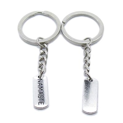 elecmall Charms 20 PCS Antique Silver Plated Keyrings Keychains LP8G1 Namaste Tag Signs Key Ring Chains Tags Clasps