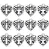 120 Pcs Antique Silver Alloy Metal Heart Cross Charms Bulk for Bracelets Jewelry Making view 1