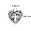 120 Pcs Antique Silver Alloy Metal Heart Cross Charms Bulk for Bracelets Jewelry Making view 2