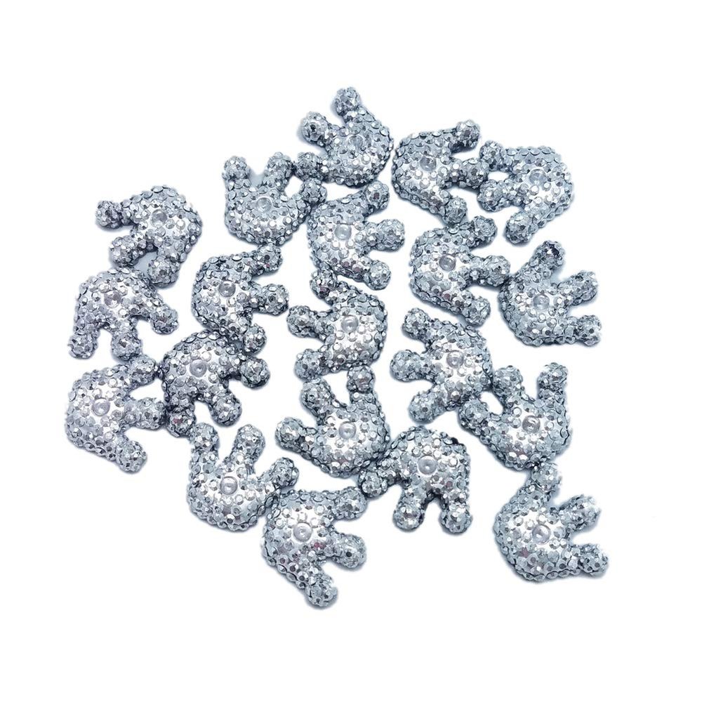 Clown Antics Face Paint Gems - Silver Crown 14 mm, Resin Rhinestone Bling Round, 20/pack