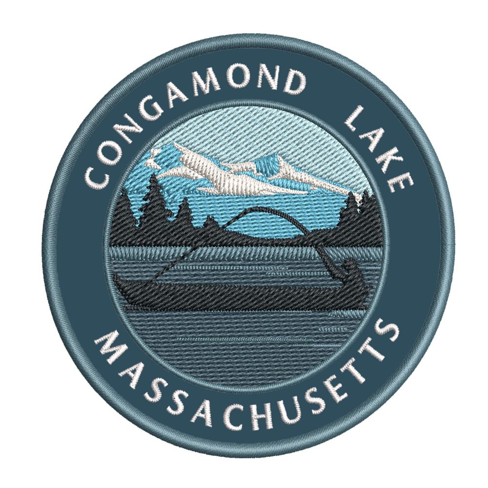 Bass Fishing Congamond Lake Massachusetts Embroidered DIY Iron or Sew-on Decorative Patch Badge Appliques ~ Lake Life Outdoor Series