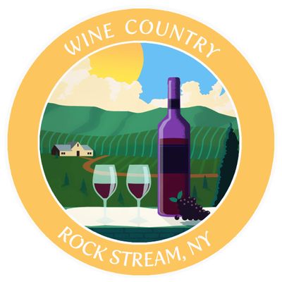 Vinyard - Wine Country - Rock Stream, New York 3.5" DIY Stick On Vinyl Decal Vacation Adventure Theme Novelty Applique