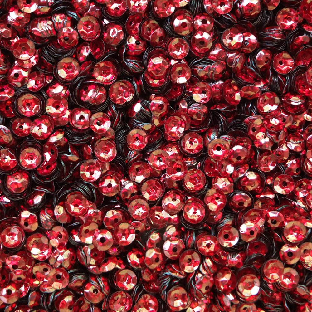 6mm Cup Sequins Red Hologram Glitter Sparkle Metallic Medium Hole Made in USA