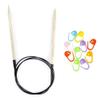 Lykke Knitting Needles Circular Driftwood 40 inches Long (101cm) US 13 (9mm) with 10 Colorful Stitch Markers view 1