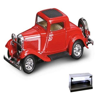 Diecast Car w/LED Display Case - 1932 Three-Window Coupe, Red - Yatming 94231-1/43 Scale Diecast Model Toy Car