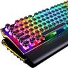 RK ROYAL KLUDGE S108 Typewriter Keyboard, Retro Mechanical Gaming Keyboard Wired 108 Keys with RGB Backlit Sidelight, Detachable Wrist Rest, Round Keycaps Blue Switches - Black view 1