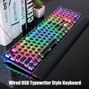 RK ROYAL KLUDGE S108 Typewriter Keyboard, Retro Mechanical Gaming Keyboard Wired 108 Keys with RGB Backlit Sidelight, Detachable Wrist Rest, Round Keycaps Blue Switches - Black view 2