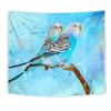Blue Budgie Parrot Art Print Tapestry view 1