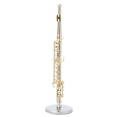 11cm Miniature Gold Flute Model, Mini Gold Flute Instrument Model with Storage Box for Desk Shelf Decor Ornaments Gift Idea