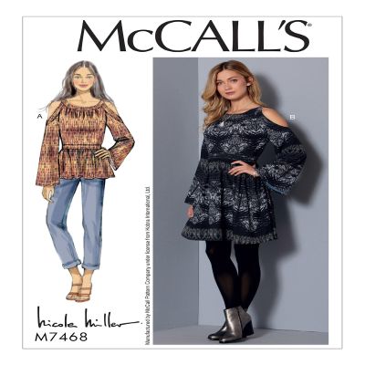 McCall's Sewing Pattern MP236 / M7468 - Misses' Cold-Shoulder Tunic and Dress, Size: A5 (6-8-10-12-14)