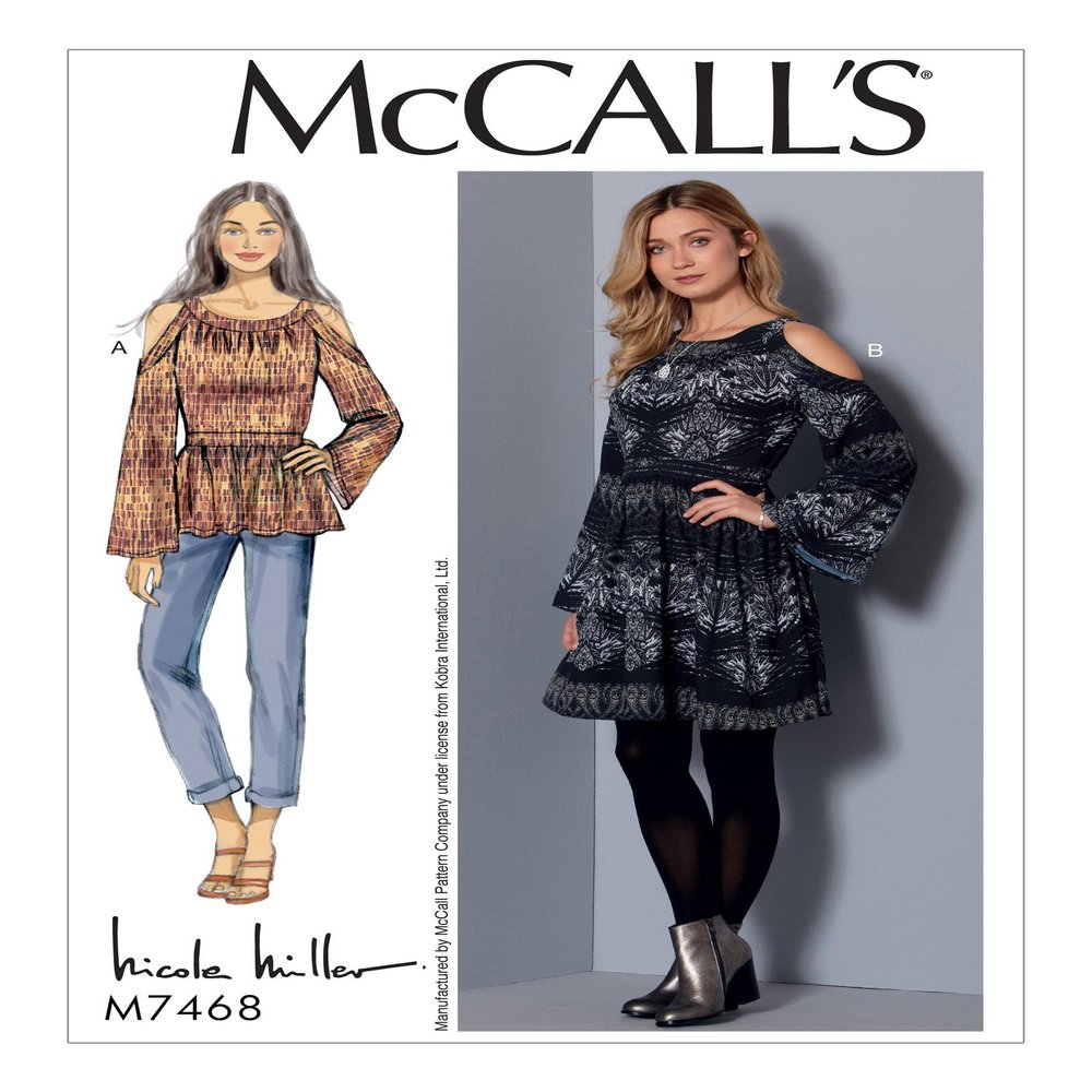 McCall's Sewing Pattern MP236 / M7468 - Misses' Cold-Shoulder Tunic and Dress, Size: A5 (6-8-10-12-14)