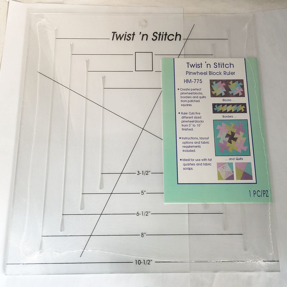 HONEYSEW Twist 'n Stitch Pinwheel Block Ruler #775 Sewing Quilting Template