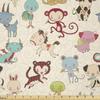Ambesonne Chinese Fabric by The Yard, Funny Doodle Animals of Chinese Zodiac New Year Such as Goat Monkey Dog, Stretch Knit Fabric for Clothing Sewing and Arts Crafts, 5 Yards, Multicolor view 1