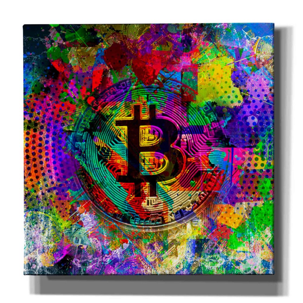 Epic Graffiti 'Bitcoin Color' Canvas Wall Art, 12"x12"