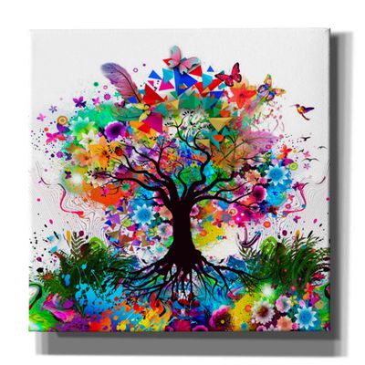 Epic Graffiti 'Kaleidoscope Tree White' Canvas Wall Art, 18"x18"