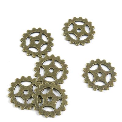 1110 PCS Metal Antique Bronze Color Jewelry Making Supplies Charms Beading Crafting Wholesale 47459 Gear Wheel Cog Steampunk