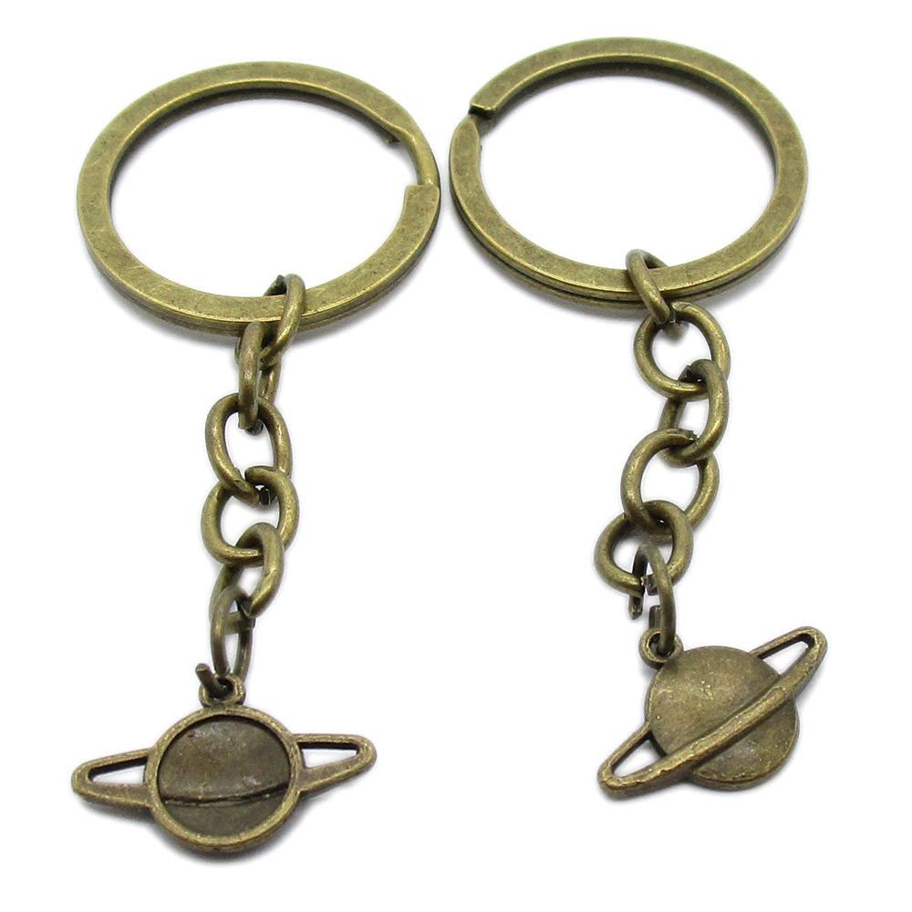 100 PCS Fashion Jewelry Making Suppliers Findings Key Ring Chains Tags Clasps Keyrings Keychains AA4421 Planet Star