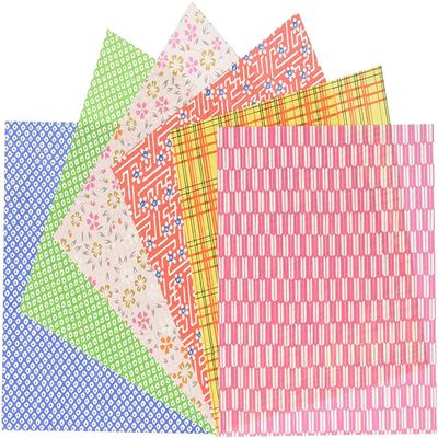 Daiyo, Four Packs of 100 Sheets Japanese Origami Paper Chiyogami Paper Folding Paper Kimono Pattern Made in Japan