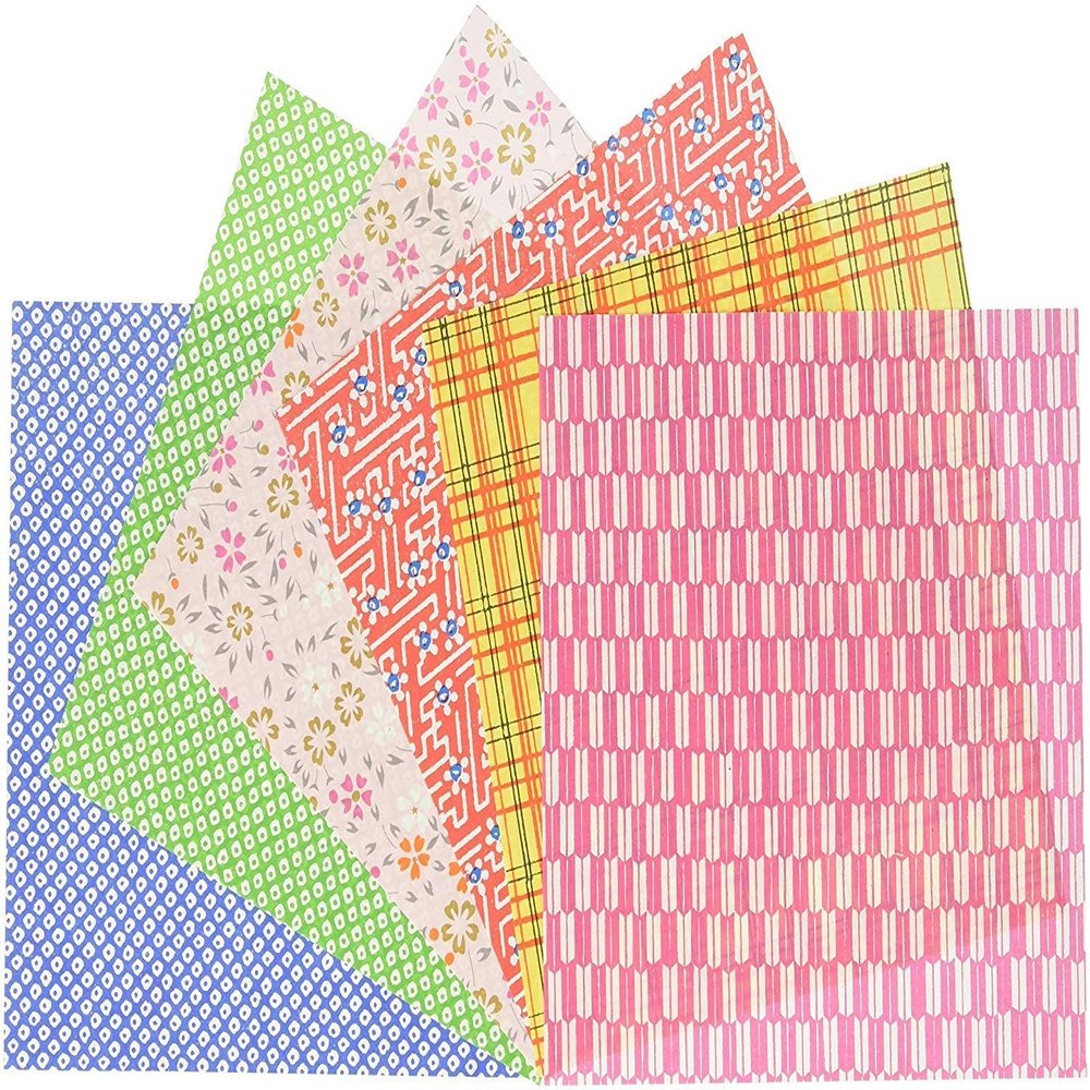 Daiyo, Four Packs of 100 Sheets Japanese Origami Paper Chiyogami Paper Folding Paper Kimono Pattern Made in Japan