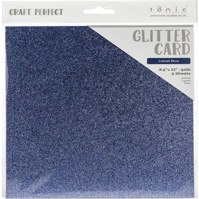 Craft Perfect Glitter Cardstock 8.5"X11"-Cobalt Blue