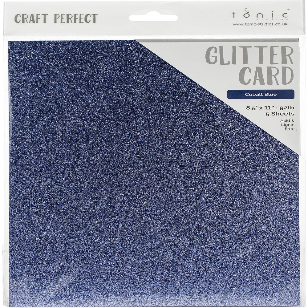 Craft Perfect Glitter Cardstock 8.5"X11"-Cobalt Blue
