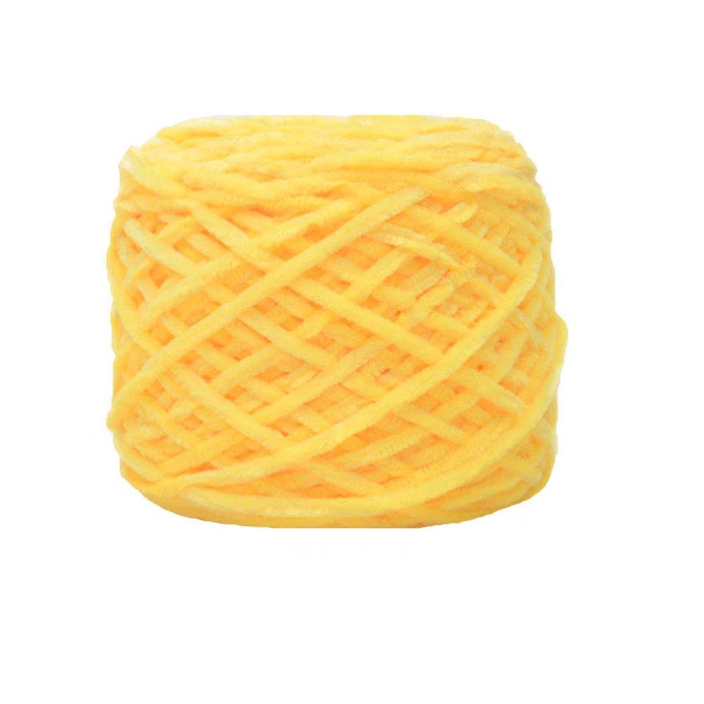 Clisil Knitting Yellow Chenille Yarn - DIY Velvet Bulky Luxury Polyester for Crochet Hat, Scarf, Sweater, Shawl - 8oz/250g
