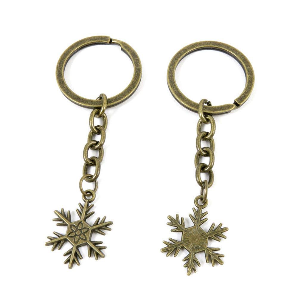 100 PCS Fashion Jewelry Making Suppliers Findings Key Ring Chains Tags Clasps Keyrings Keychains Z1IY2R Snowflake Snow Flake