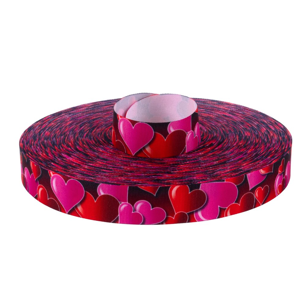 Country Brook Design - Romantic Hearts Grosgrain Ribbon (7/8 Inch, 5 Yards)