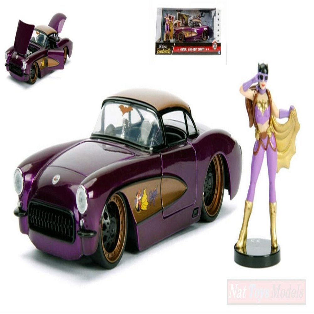 Scale Model Compatible with Batgirl W/1957 Chevy Corvette Violet/Bronze 1:24 JADA Toys JADA30457