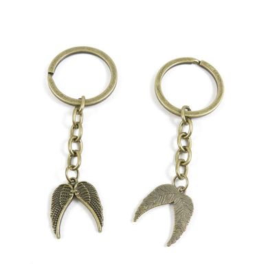50 PCS Fashion Jewelry Making Suppliers Findings Key Ring Chains Tags Clasps Keyrings Keychains F5JY1B Angel Wings