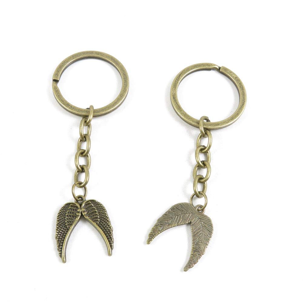 50 PCS Fashion Jewelry Making Suppliers Findings Key Ring Chains Tags Clasps Keyrings Keychains F5JY1B Angel Wings