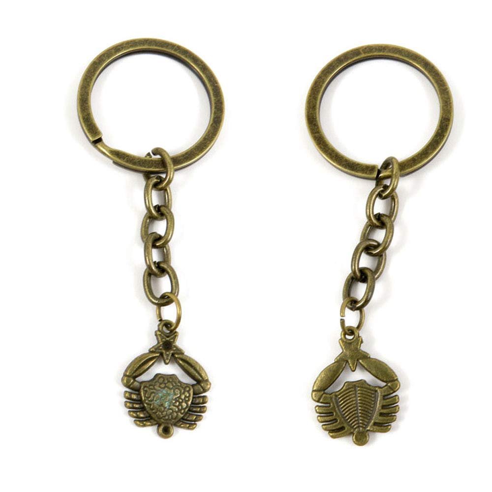 100 PCS Fashion Jewelry Making Suppliers Findings Key Ring Chains Tags Clasps Keyrings Keychains O3AE2R Crab Cancer