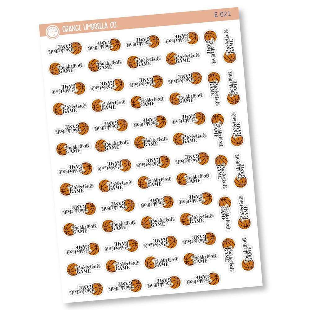 Basketball Game Icon Planner Stickers, Game Tracking Planner Stickers, Game Tracker Stickers (E-021)