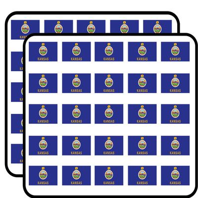 Kansas Flag Sticker for Scrapbooking, Calendars, Arts, Kids DIY Crafts, Album, Bullet Journals 50 Pack